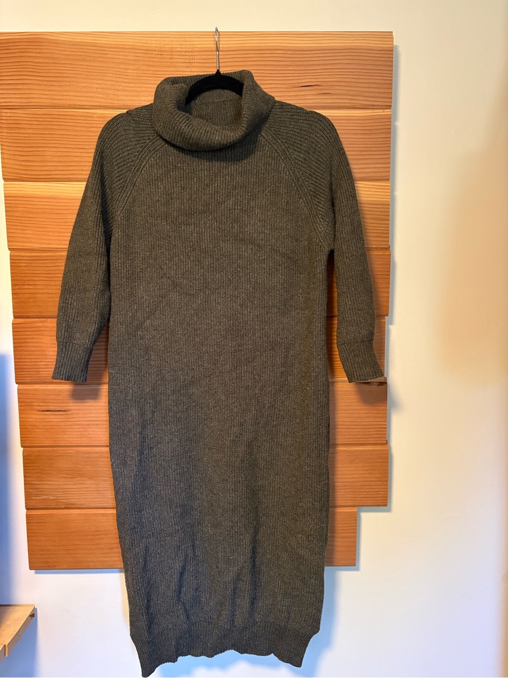 Olive Green Turtleneck Sweater Dress